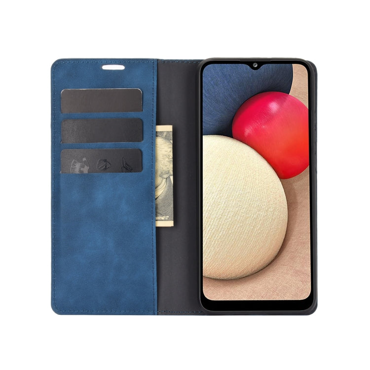 For Samsung Galaxy A02s (US Version) / M02s Retro-skin Business Magnetic Suction Leather Case with Holder & Card Slots & Wallet