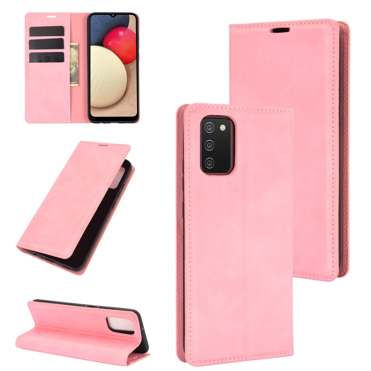 For Samsung Galaxy A02s (US Version) / M02s Retro-skin Business Magnetic Suction Leather Case with Holder & Card Slots & Wallet