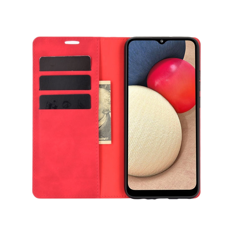 For Samsung Galaxy A02s (US Version) / M02s Retro-skin Business Magnetic Suction Leather Case with Holder & Card Slots & Wallet