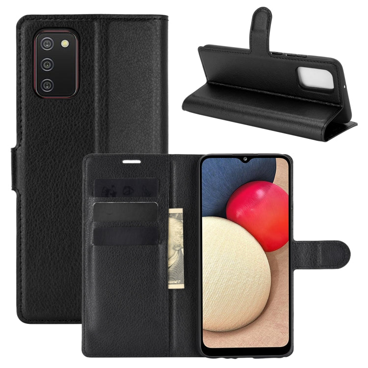 For Samsung Galaxy A02s (US Version) / M02s Litchi Texture Horizontal Flip Protective Case with Holder & Card Slots & Wallet
