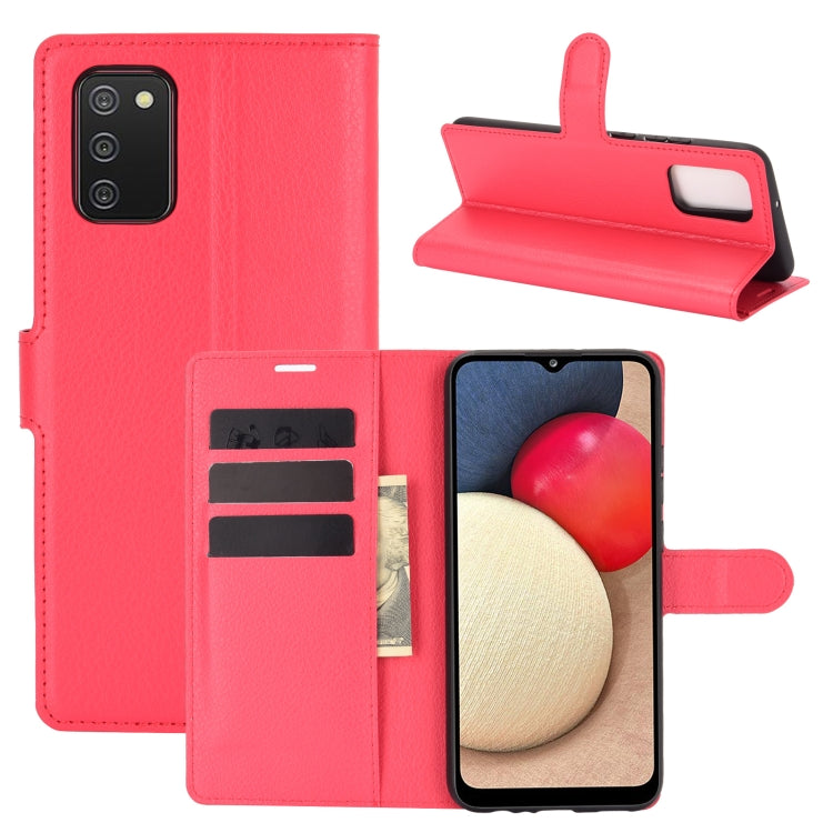 For Samsung Galaxy A02s (US Version) / M02s Litchi Texture Horizontal Flip Protective Case with Holder & Card Slots & Wallet