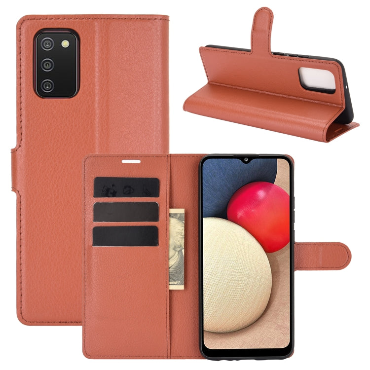 For Samsung Galaxy A02s (US Version) / M02s Litchi Texture Horizontal Flip Protective Case with Holder & Card Slots & Wallet
