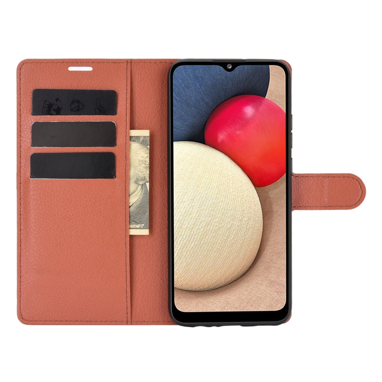 For Samsung Galaxy A02s (US Version) / M02s Litchi Texture Horizontal Flip Protective Case with Holder & Card Slots & Wallet