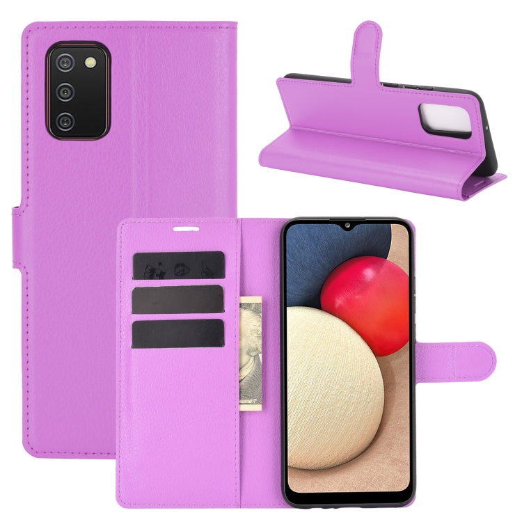 For Samsung Galaxy A02s (US Version) / M02s Litchi Texture Horizontal Flip Protective Case with Holder & Card Slots & Wallet