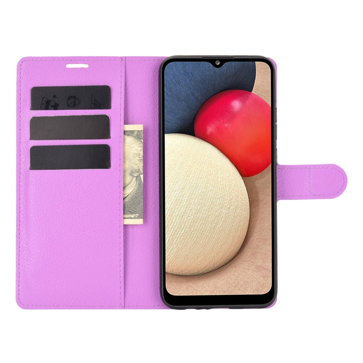 For Samsung Galaxy A02s (US Version) / M02s Litchi Texture Horizontal Flip Protective Case with Holder & Card Slots & Wallet