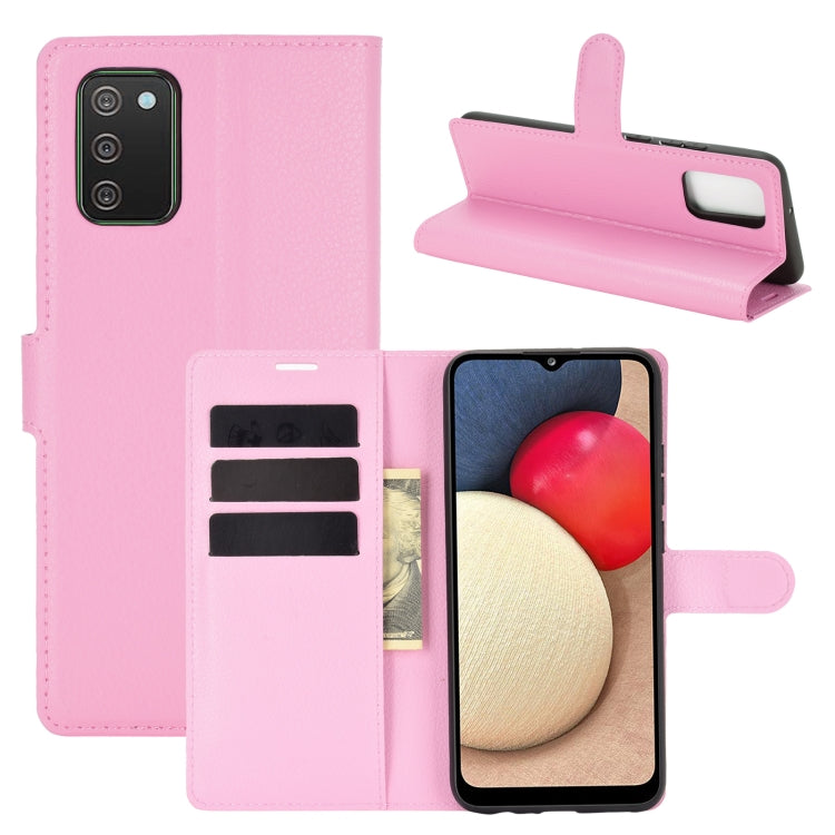 For Samsung Galaxy A02s (US Version) / M02s Litchi Texture Horizontal Flip Protective Case with Holder & Card Slots & Wallet