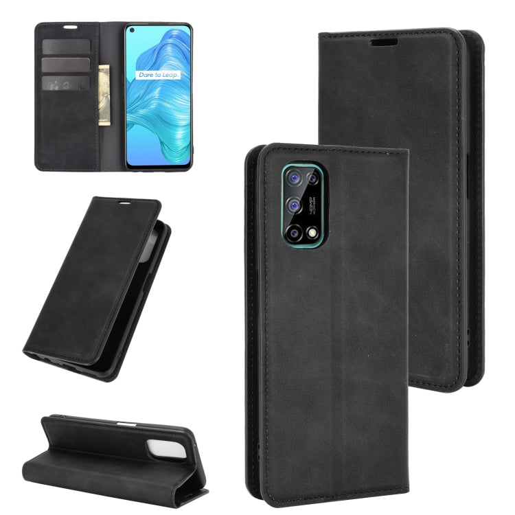 For OPPO Realme V5/K7X/Realme Q2/Realme 7 5G Retro-skin Business Magnetic Suction Leather Case with Holder & Card Slots & Wallet