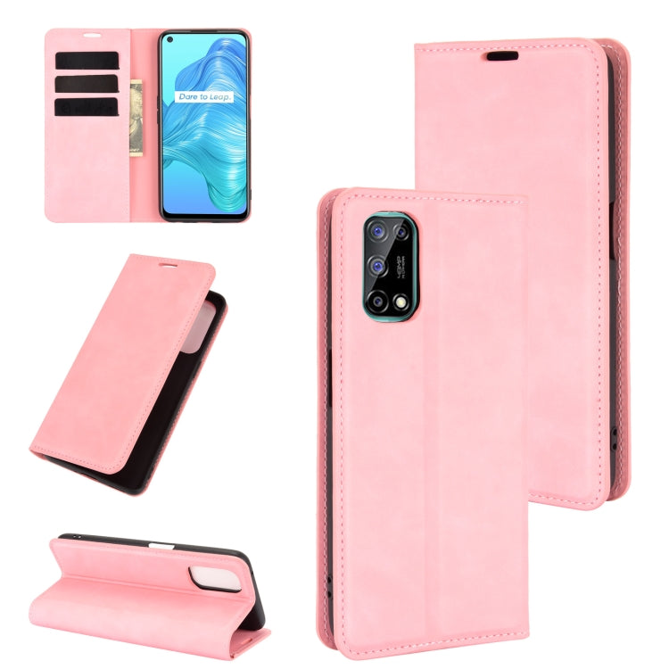 For OPPO Realme V5/K7X/Realme Q2/Realme 7 5G Retro-skin Business Magnetic Suction Leather Case with Holder & Card Slots & Wallet