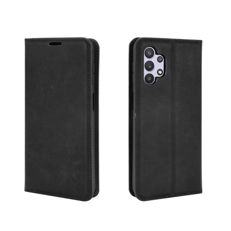 For Samsung Galaxy A32 5G Retro-skin Business Magnetic Suction Leather Case with Holder & Card Slots & Wallet