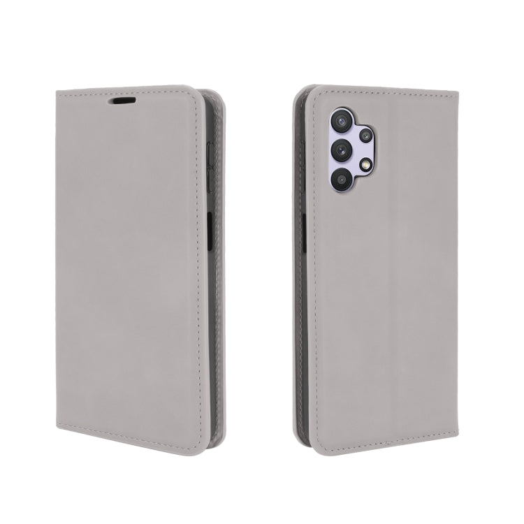 For Samsung Galaxy A32 5G Retro-skin Business Magnetic Suction Leather Case with Holder & Card Slots & Wallet