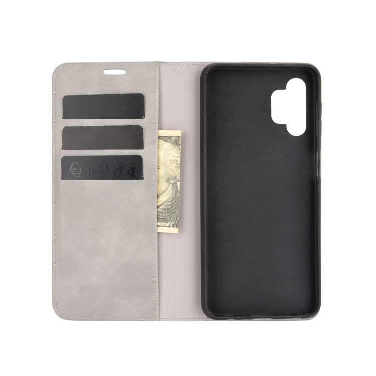 For Samsung Galaxy A32 5G Retro-skin Business Magnetic Suction Leather Case with Holder & Card Slots & Wallet