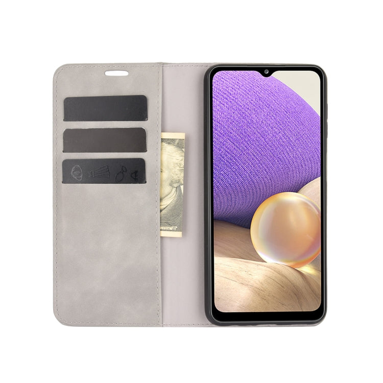 For Samsung Galaxy A32 5G Retro-skin Business Magnetic Suction Leather Case with Holder & Card Slots & Wallet
