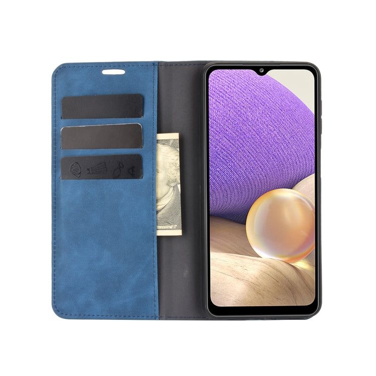 For Samsung Galaxy A32 5G Retro-skin Business Magnetic Suction Leather Case with Holder & Card Slots & Wallet