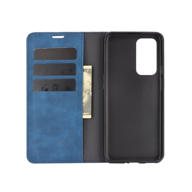 For OnePlus 9 Retro-skin Business Magnetic Suction Leather Case with Holder & Card Slots & Wallet