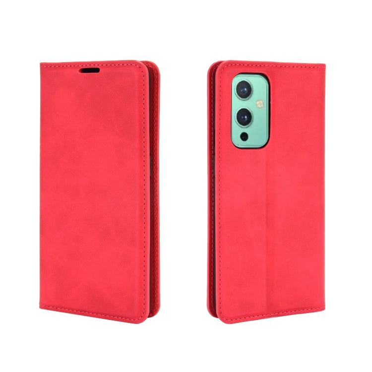 For OnePlus 9 Retro-skin Business Magnetic Suction Leather Case with Holder & Card Slots & Wallet