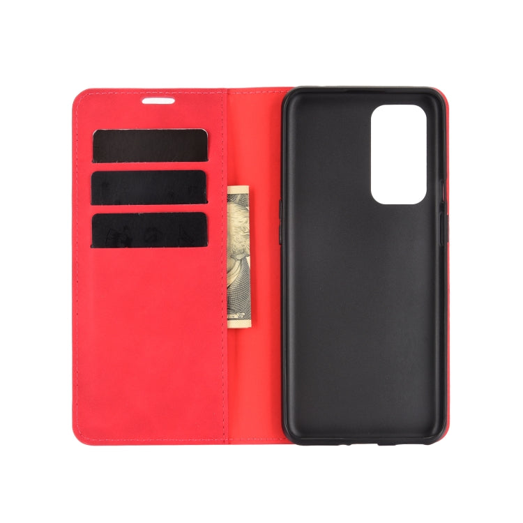 For OnePlus 9 Retro-skin Business Magnetic Suction Leather Case with Holder & Card Slots & Wallet