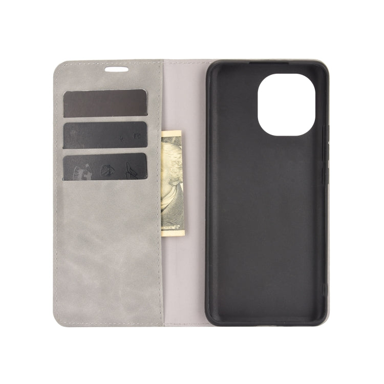For Xiaomi Mi 11 Retro-skin Business Magnetic Suction Leather Case with Holder & Card Slots & Wallet
