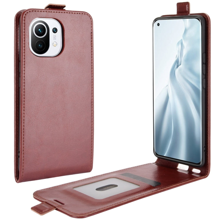 For Xiaomi Mi 11 R64 Texture Single Vertical Flip Leather Protective Case with Card Slots & Photo Frame