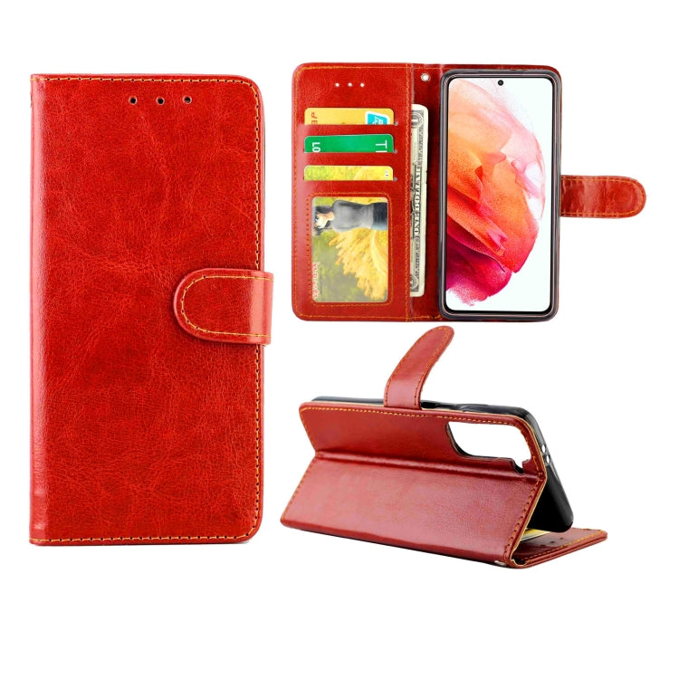 For Samsung Galaxy S21 5G Crazy Horse Texture Leather Horizontal Flip Protective Case with Holder & Card Slots & Wallet & Photo Frame