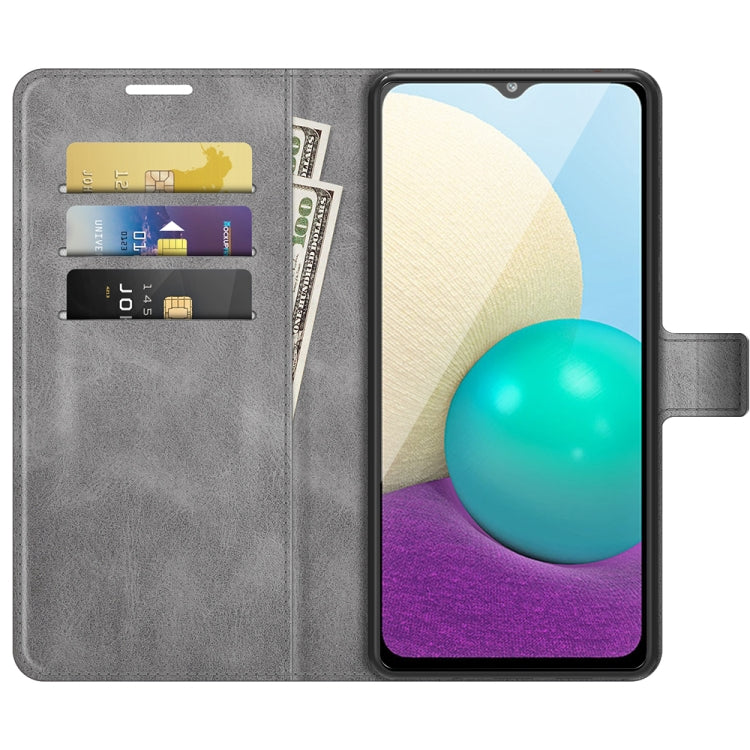 For Samsung Galaxy A02 Retro Calf Pattern Buckle Horizontal Flip Leather Case with Holder & Card Slots & Wallet