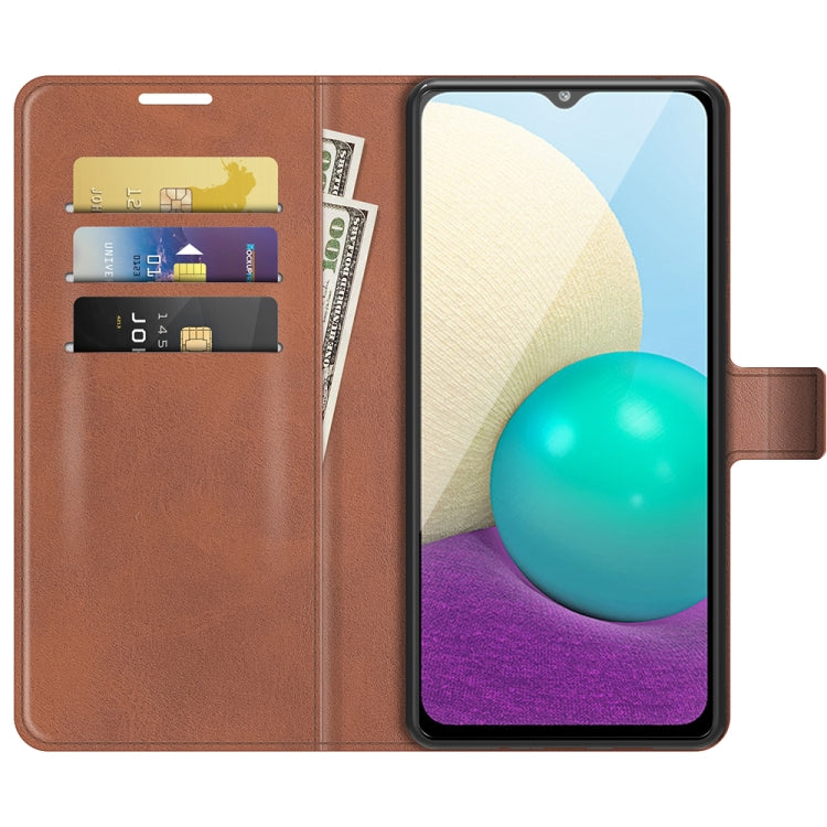 For Samsung Galaxy A02 Retro Calf Pattern Buckle Horizontal Flip Leather Case with Holder & Card Slots & Wallet
