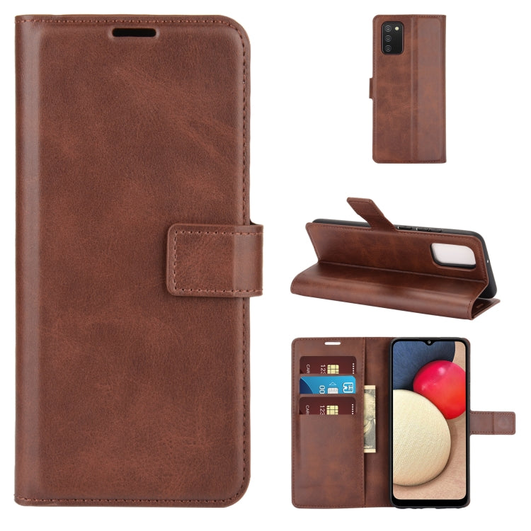 For Samsung Galaxy A02s (EU Version) Retro Calf Pattern Buckle Horizontal Flip Leather Case with Holder & Card Slots & Wallet