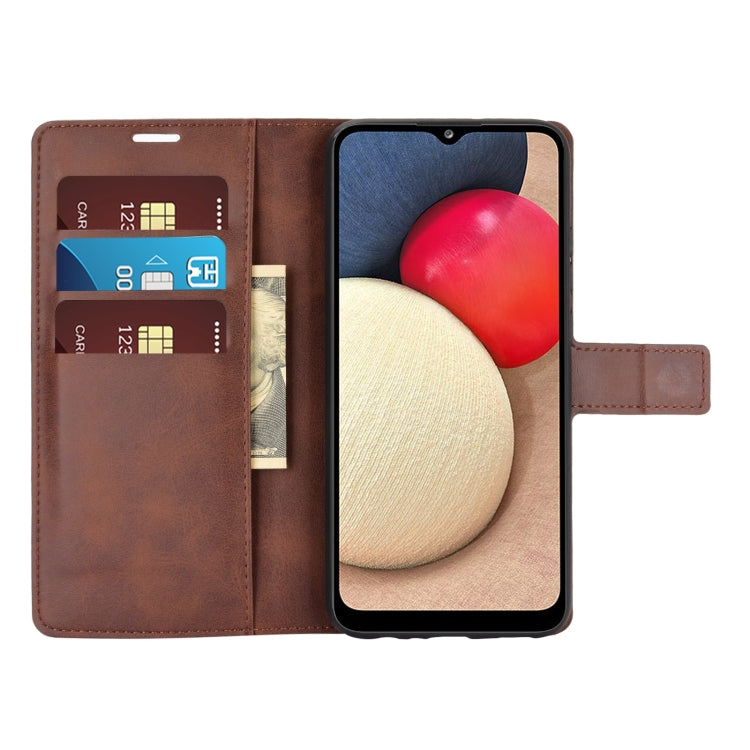 For Samsung Galaxy A02s (EU Version) Retro Calf Pattern Buckle Horizontal Flip Leather Case with Holder & Card Slots & Wallet
