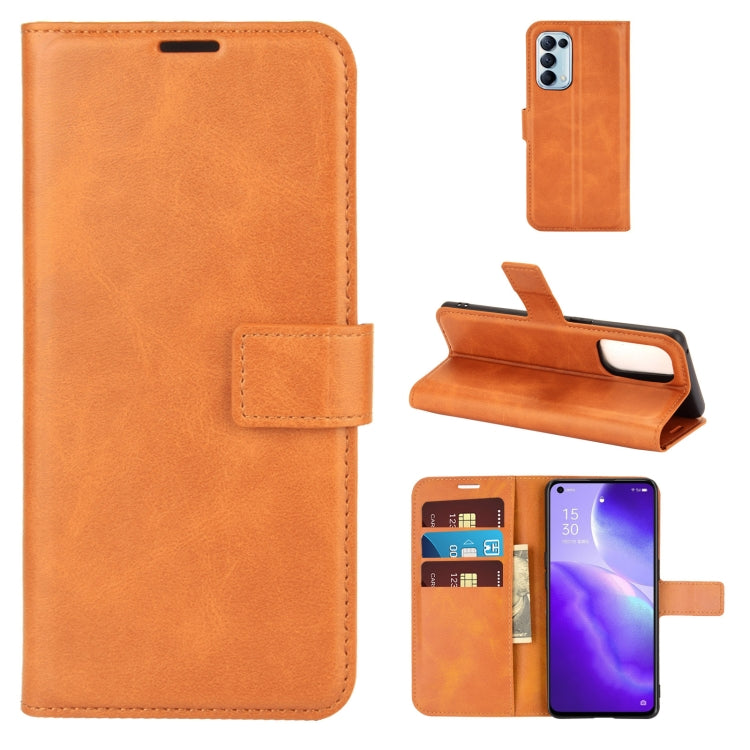 For OPPO Reno5 5G Retro Calf Pattern Buckle Horizontal Flip Leather Case with Holder & Card Slots & Wallet