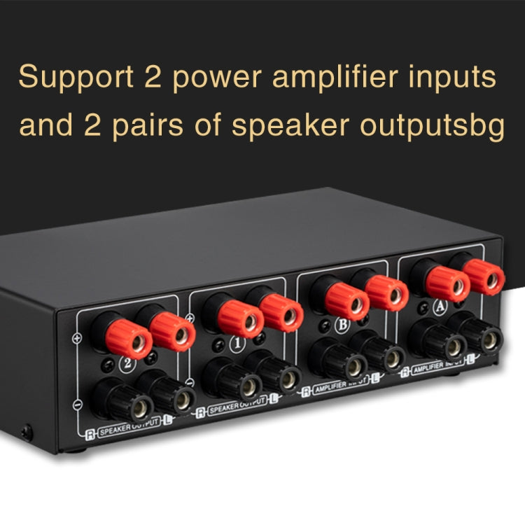 B052 2 In 2 Out Power Amplifier Speaker Selection Switcher with Volume Adjustment, 2 Power Amplifiers Audio Switcher Switch Distribution Comparator, 200W Per Channel