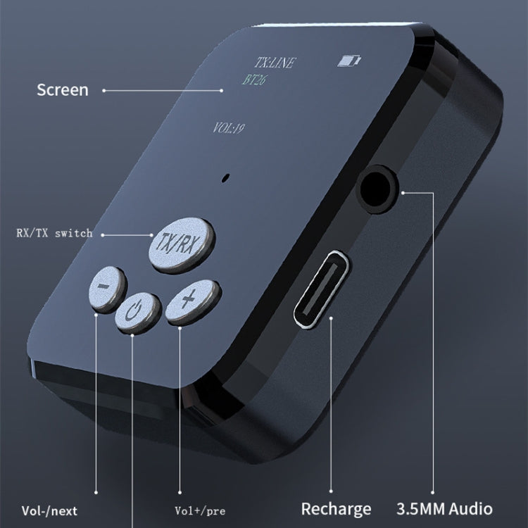 YET-T5 OLED Bluetooth 5.0 2-in-1 Car Home TV Computer Audio Receiver Transmitter