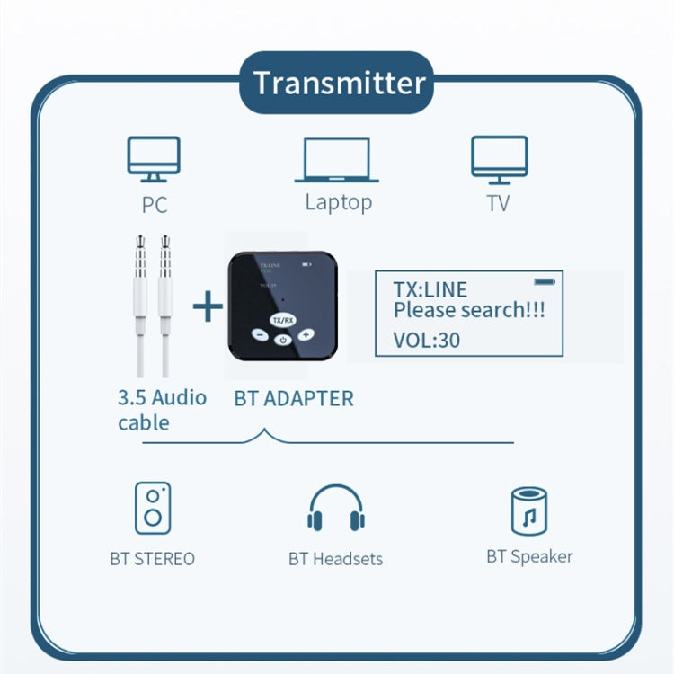 YET-T5 OLED Bluetooth 5.0 2-in-1 Car Home TV Computer Audio Receiver Transmitter