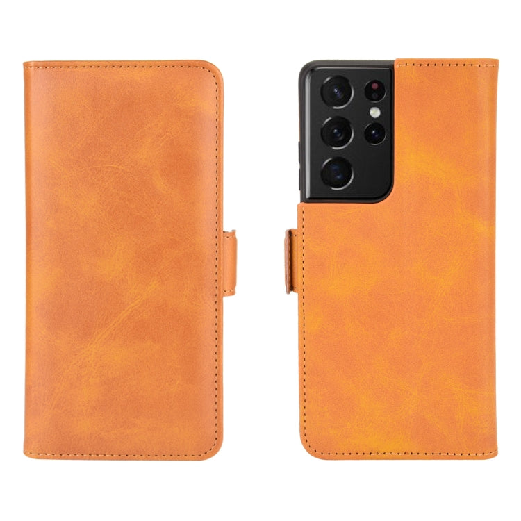 For Samsung Galaxy S21 Ultra 5G Dual-side Magnetic Buckle Horizontal Flip Leather Case with Holder & Card Slots & Wallet
