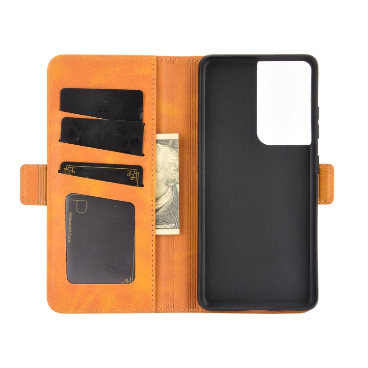 For Samsung Galaxy S21 Ultra 5G Dual-side Magnetic Buckle Horizontal Flip Leather Case with Holder & Card Slots & Wallet