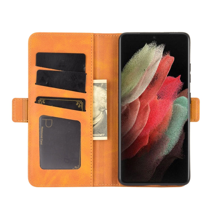 For Samsung Galaxy S21 Ultra 5G Dual-side Magnetic Buckle Horizontal Flip Leather Case with Holder & Card Slots & Wallet