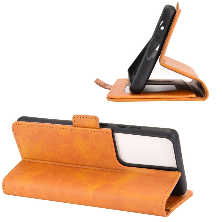 For Samsung Galaxy S21 Ultra 5G Dual-side Magnetic Buckle Horizontal Flip Leather Case with Holder & Card Slots & Wallet