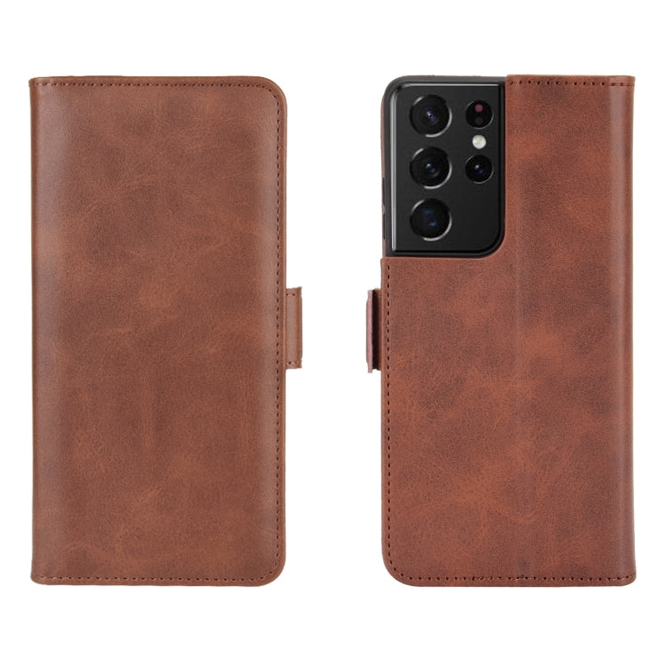 For Samsung Galaxy S21 Ultra 5G Dual-side Magnetic Buckle Horizontal Flip Leather Case with Holder & Card Slots & Wallet