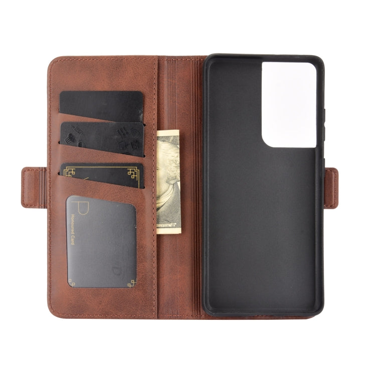 For Samsung Galaxy S21 Ultra 5G Dual-side Magnetic Buckle Horizontal Flip Leather Case with Holder & Card Slots & Wallet