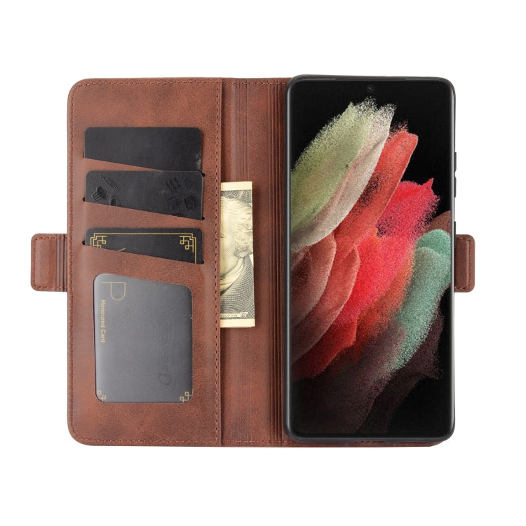 For Samsung Galaxy S21 Ultra 5G Dual-side Magnetic Buckle Horizontal Flip Leather Case with Holder & Card Slots & Wallet