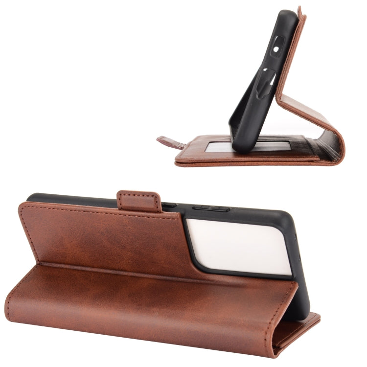 For Samsung Galaxy S21 Ultra 5G Dual-side Magnetic Buckle Horizontal Flip Leather Case with Holder & Card Slots & Wallet