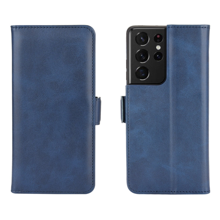 For Samsung Galaxy S21 Ultra 5G Dual-side Magnetic Buckle Horizontal Flip Leather Case with Holder & Card Slots & Wallet