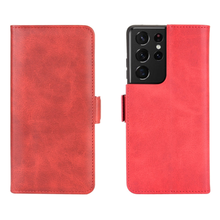 For Samsung Galaxy S21 Ultra 5G Dual-side Magnetic Buckle Horizontal Flip Leather Case with Holder & Card Slots & Wallet