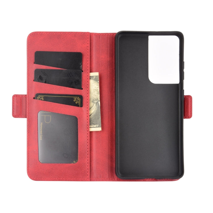 For Samsung Galaxy S21 Ultra 5G Dual-side Magnetic Buckle Horizontal Flip Leather Case with Holder & Card Slots & Wallet