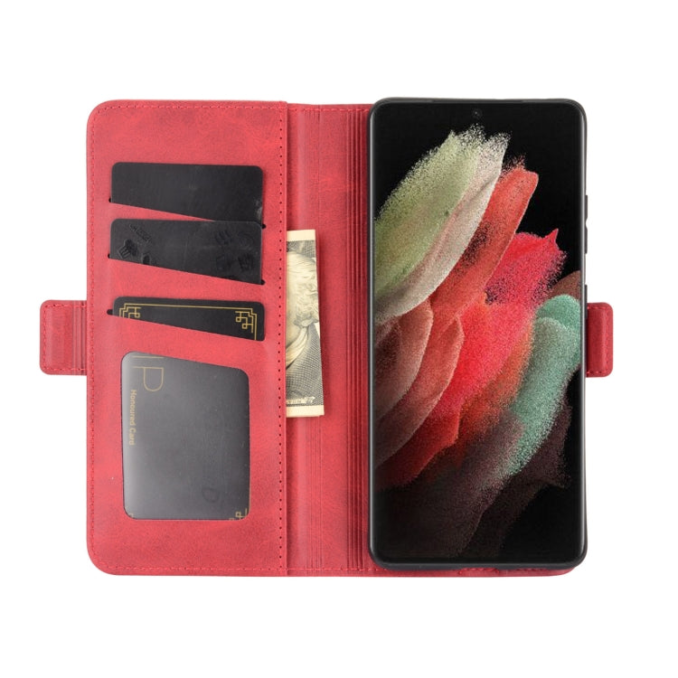 For Samsung Galaxy S21 Ultra 5G Dual-side Magnetic Buckle Horizontal Flip Leather Case with Holder & Card Slots & Wallet