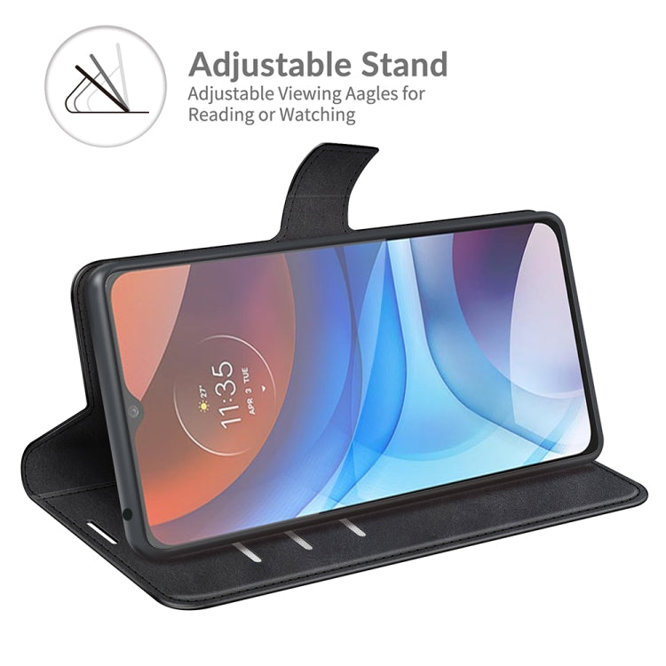 Retro Calf Pattern Buckle Card Wallet Left and Right Flip Phone Holster with Bracket Function For Motorola E7 Power