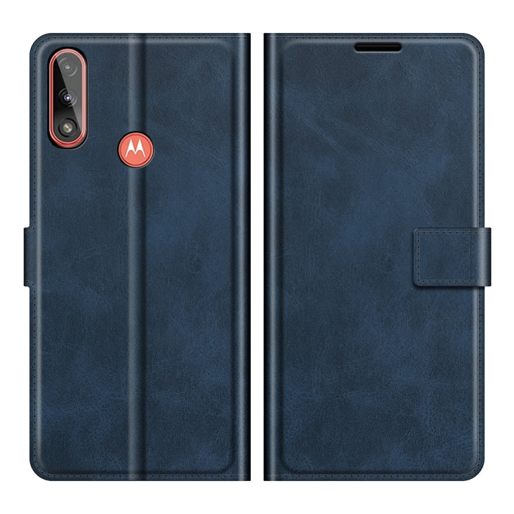 Retro Calf Pattern Buckle Card Wallet Left and Right Flip Phone Holster with Bracket Function For Motorola E7 Power