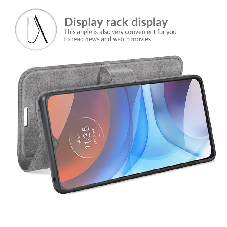 Retro Calf Pattern Buckle Card Wallet Left and Right Flip Phone Holster with Bracket Function For Motorola E7 Power