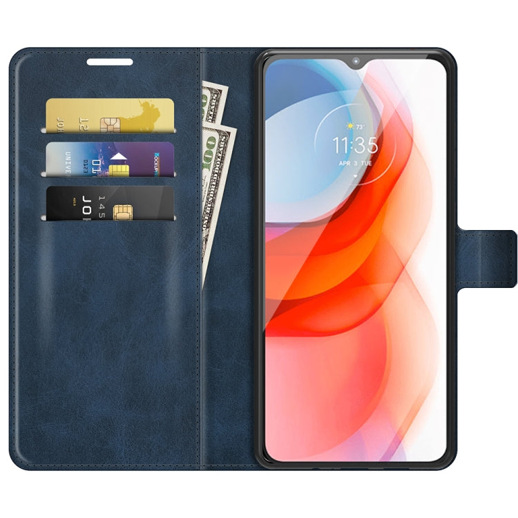 Retro Calf Pattern Buckle Card Wallet Left and Right Flip Phone Holster with Bracket Function For Motorola G Play 2021