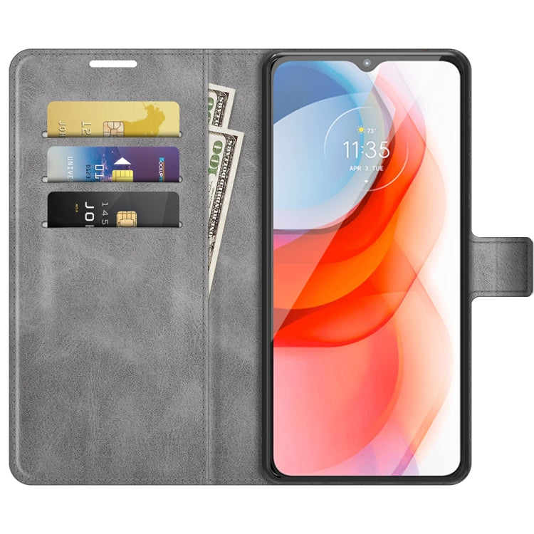 Retro Calf Pattern Buckle Card Wallet Left and Right Flip Phone Holster with Bracket Function For Motorola G Play 2021