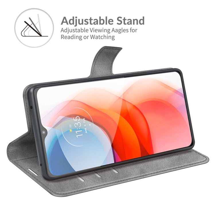 Retro Calf Pattern Buckle Card Wallet Left and Right Flip Phone Holster with Bracket Function For Motorola G Play 2021