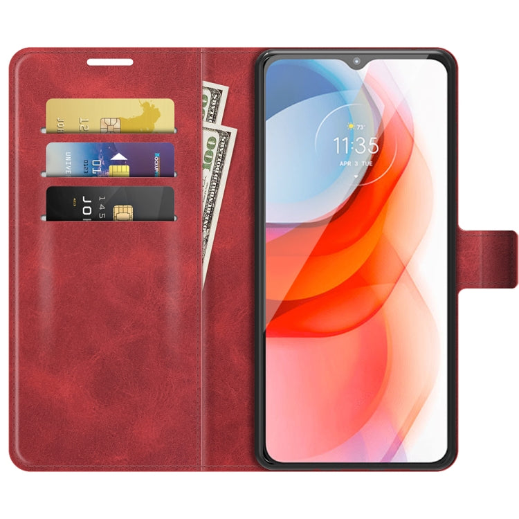 Retro Calf Pattern Buckle Card Wallet Left and Right Flip Phone Holster with Bracket Function For Motorola G Play 2021